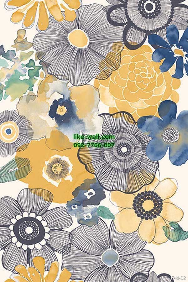 วอลเปเปอร์ ลายดอกไม้ สีเหลือง