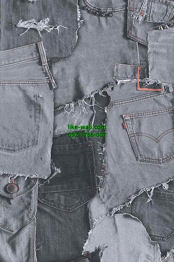 วอลเปเปอร์ ลายผ้ายีนส์ สีเทา