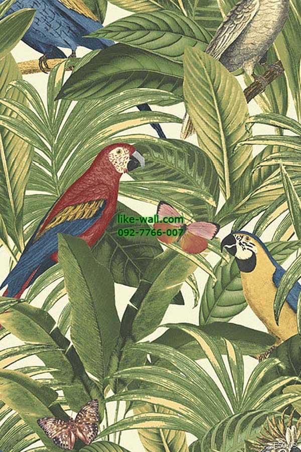 วอลเปเปอร์ ลายนกน้อยในธรรมชาติ สีแดง