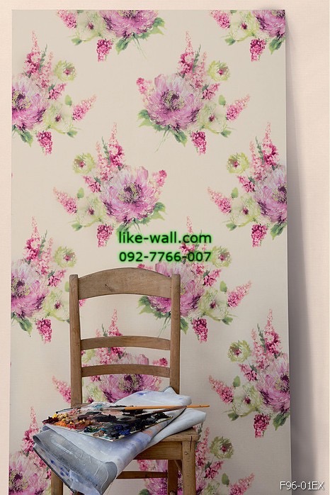 ตัวอย่างติดวอลเปเปอร์ ลายดอกไม้วินเทจ สีชมพู