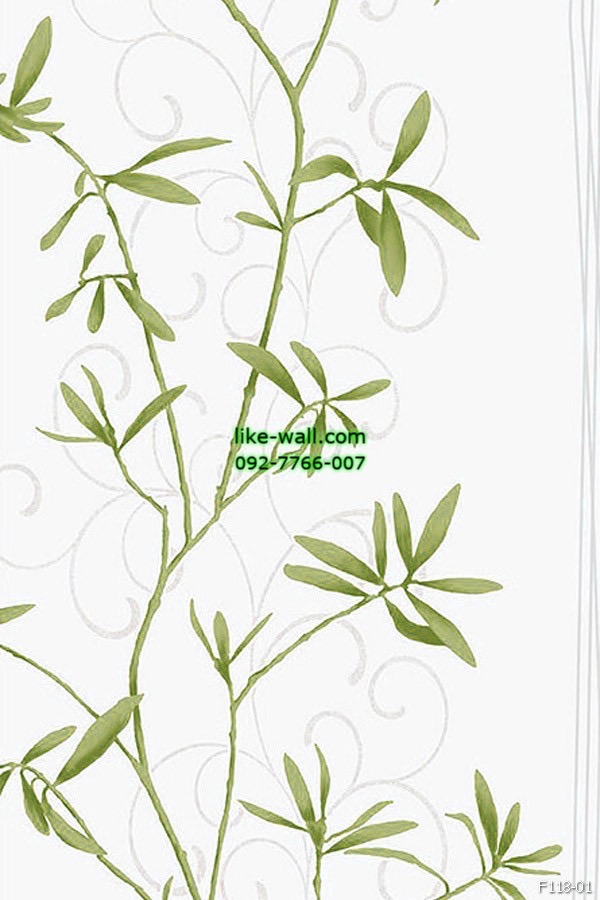 วอลเปเปอร์ ลายใบไม้ สไตล์โมเดิร์น สีเขียว