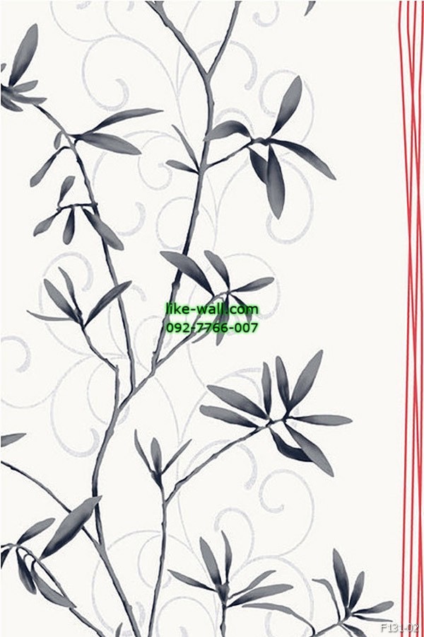 วอลเปเปอร์ ลายใบไม้ สไตล์โมเดิร์น สีเทาดำ