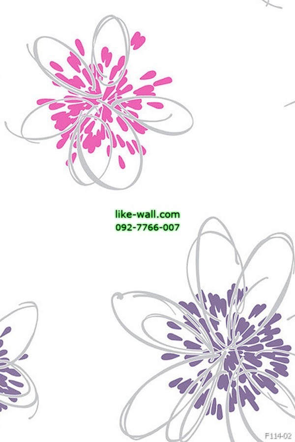 วอลเปเปอร์ ลายดอกไม้ สีชมพู-ม่วง