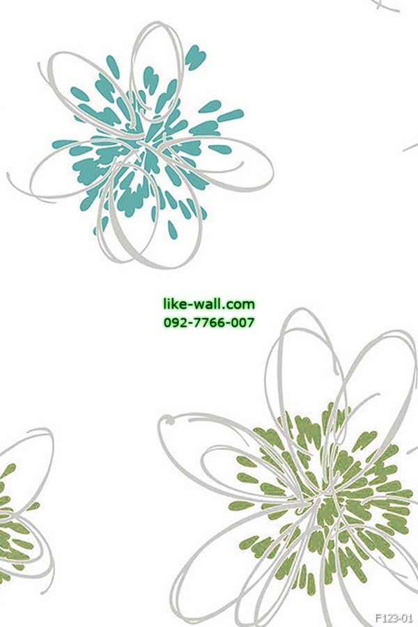 วอลเปเปอร์ ลายดอกไม้ สีเขียว