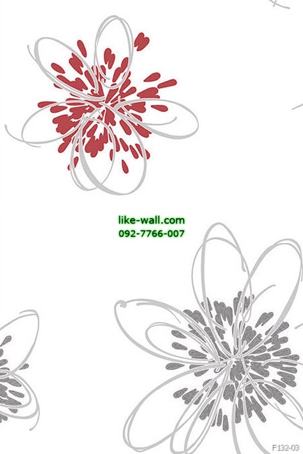 วอลเปเปอร์ ลายดอกไม้ สีแดง-เทา