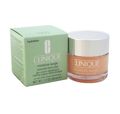 CLINIQUE Moisture Surge Extended Thirst Relief 50 ml.ครีมเจลเติมความชุ่มชื่นให้ผิวที่กระหายน้ำได้ทันที พร้อมยังช่วยผ่อนคลายผิวให้สบาย และนุ่มเนียน ช่วยสร้างประสิทธิภาพในการรักษาสมดุลของน้ำให้ผิว และเก็บกักความชุ่มชื่นนั้นไว้กับผิวได้ยาวนานกว่า