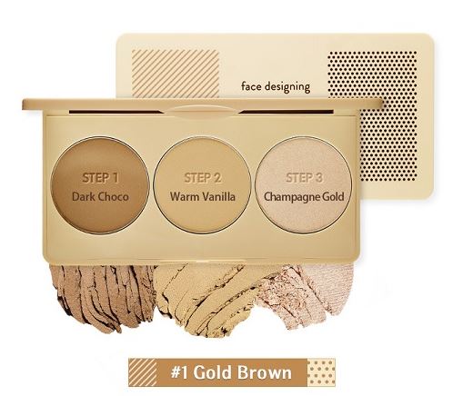 **พร้อมส่ง**Etude House Face Designing Contouring Palette #1 Gold Brown (Warm Tone เหมาะสำหรับผิวโทนสีเหลือง) พาเลต คอนทัวริ่ง 3 เฉดสีใน 1 ตลับ ช่วยให้การเฉดดิ้ง ไฮไลท์ ใบหน้าได้อย่างเป็นธรรมชาติ สร้างกรอบหน้า ไล้ดั้ง ให้หน้าดูมีมิติ สีสวยเป็นธรรมชาติ