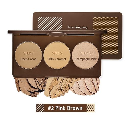 **พร้อมส่ง**Etude House Face Designing Contouring Palette #2 Pink Brown (Cool Tone เหมาะสำหรับผิวสีชมพู) พาเลตคอนทัวริ่ง 3 เฉดสีใน 1 ตลับ ช่วยให้การเฉดดิ้ง ไฮไลท์ ใบหน้าได้อย่างเป็นธรรมชาติ สร้างกรอบหน้า ไล้ดั้ง ให้หน้าดูมีมิติ สีสวยเป็นธรรมชาติ