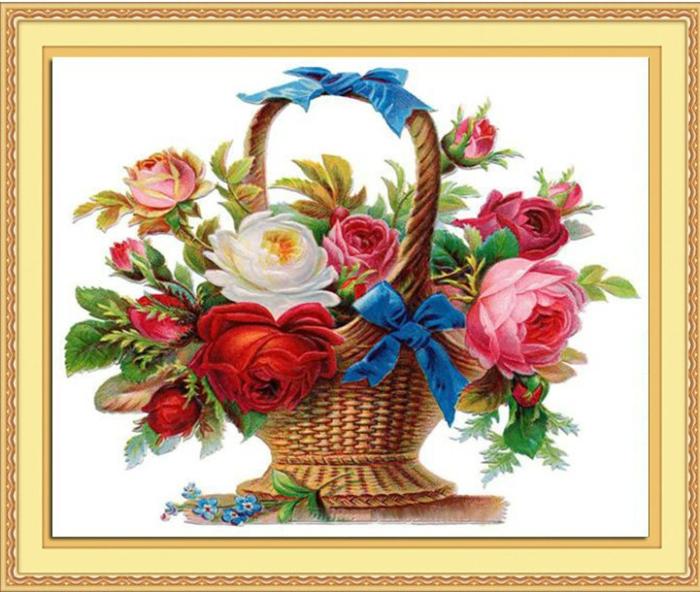 Rose basket (3D)(พิมพ์ลาย)