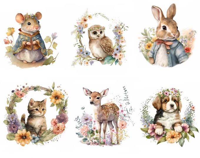 Watercolor animal (พิมพ์ลาย)
