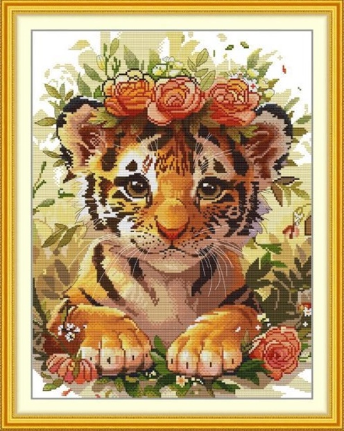 Tiger with flowers (ไม่พิมพ์/พิมพ์ลาย)