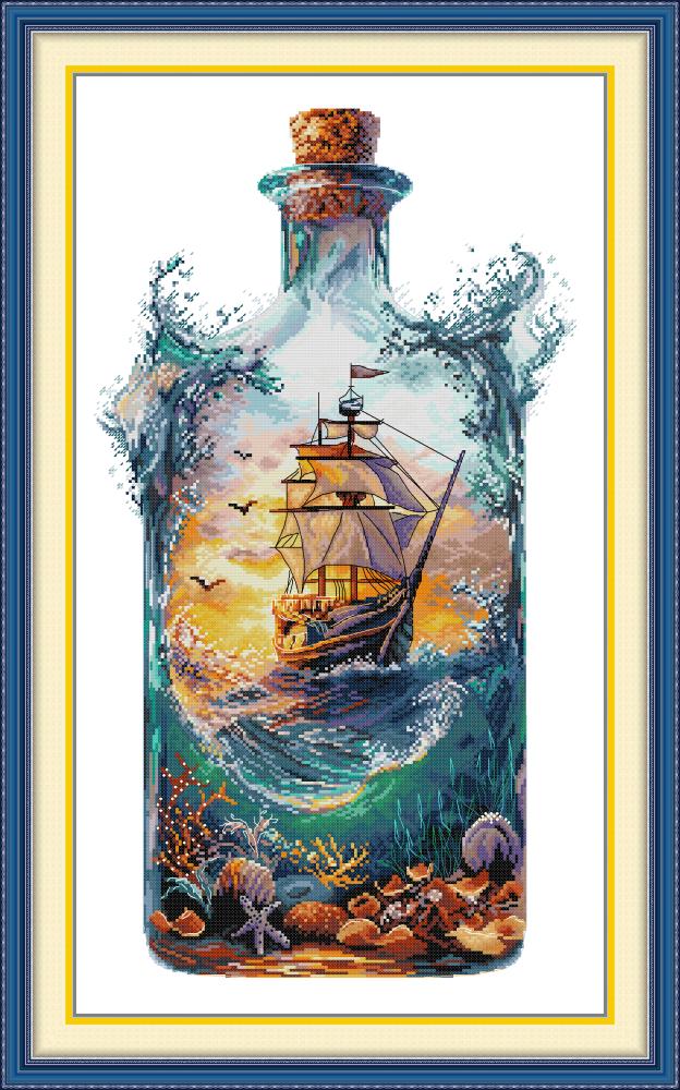 Sailboat in bottle (ไม่พิมพ์/พิมพ์ลาย)