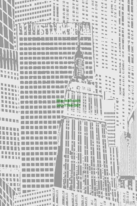 วอลเปเปอร์ ลายตึก สีเทาอ่อน