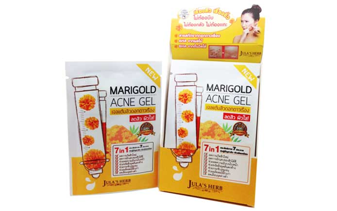 Jula's Herb Marigold Acne Gel เจลแต้มสิว ดาวเรือง จุฬาเฮิร์บ ไม่ต้องแคะ ไม่ต้องแกะ ไม่ต้องกลัว (6 ซอง)