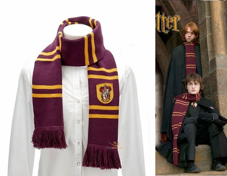 ++พร้อมส่ง++(แบบยาวมีตราและพู่)ผ้าพันคอแฮรี่พอตเตอร์ ผ้าไหมพรมมีตรา Gryffindor ผ้าพันคอ Harry Potter บ้านกริฟฟินดอร์ 