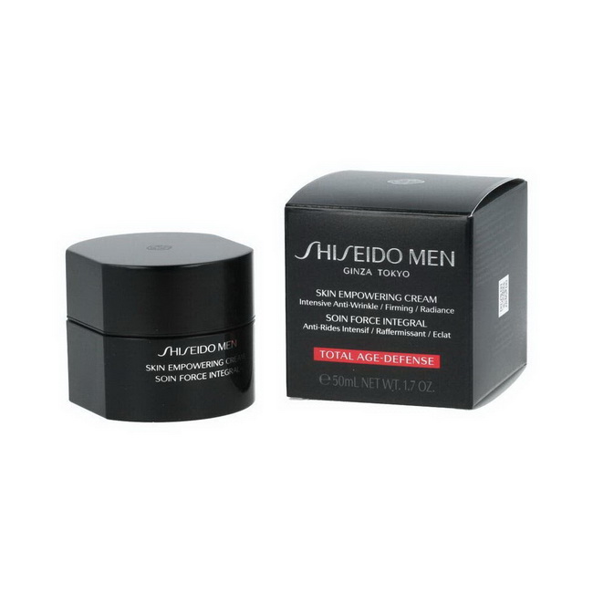 Shiseido Men Skin Empowering Cream 50ml. ครีมบำรุงผิวหน้าสำหรับผู้ชาย เพื่อผิวขาวกระจ่างใส พร้อมลดเลือนและปกป้องการเกิดริ้วรอยแห่งวัย ฟื้นฟูผิวจากความเหนื่อยล้า ให้ผิวสดชื่น เติมความชุ่มชื่นให้ผิวอย่างสมดุล ลดความแห้งกร้านและความมันส่วนเกิน สั