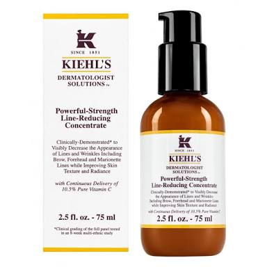 Kiehl's Powerful-Strength Line-Reducing Concentrate 75 ml. (Limited Size) เซรั่มวิตามินซีบริสุทธิ์ 10.5% ฟื้นบำรุงผิวจากความร่วงโรย ต่อต้านริ้วรอย ช่วยฟื้นฟูผิวพรรณได้อย่างมีประสิทธิภาพและลดริ้วรอยแห่งวัย เมื่อใช้ผลิตภัณฑ์อย่างต่อเนื่องไป