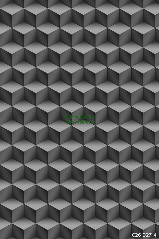 วอลเปเปอร์ลายกล่องสี่เหลี่ยม 3 มิติ สีดำเทา