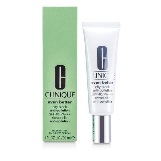 CLINIQUE Even Better City Block Anti Pollution SPF 40 PA+++ 30ml. ครีมกันแดดสูตรบางเบา ด้วยเทคโนโลยีแอนติพอลลูชั่นใหม่ของคลีนิกข์ ช่วยให้ผิวสดใส พร้อมสารแอนติออกซิแดนท์ที่ทำงานร่วมกับส่วนผสมหลากหลายที่ช่วยให้ผิวดูกระจ่างใส และดูเรียบเนียน สม่ำ