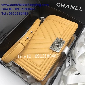 Chanal boy chevron original leather size 25 cm งานสวยเหมือนแท้มากที่สุด 