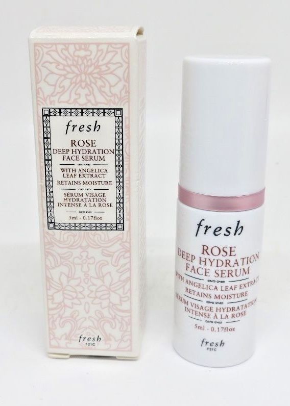 Fresh Rose Deep Hydration Face Serum ขนาดทดลอง 5ml. สาวผิวแห้งขาดน้ำ ทำให้หน้าดูแก่กว่าวัย แนะนำตัวนี้เลยจ้า เซรั่มเนื้อบางเบาดูดซึมเร็วที่พร้อมคืนความชุ่มชื่นให้ผิวและมอบผิวที่โกลว์สวยให้คุณได้ตลอด 24 ชั่วโมง