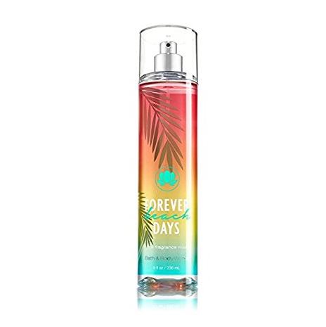 Bath & Body Works Forever Beach Days Fine Fragrance Mist 236 ml. สเปร์ยน้ำหอมที่ให้กลิ่นติดกายตลอดวัน กลิ่นหอมสะอาดๆ คล้ายกลิ่นคอนตอนสดชื่น ผสมกับกลิ่นดอกไม้หอมเขตร้อน กลิ่นสดชื่นผ่อนคลายค่ะ