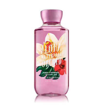**พร้อมส่ง**Bath & Body Works Aloha Waterfall Orchid Shea & Vitamin E Shower Gel 295ml. เจลอาบน้ำกลิ่นหอมติดกายนานตลอดวัน กลิ่นหอมโทนดอกไม้เขตร้อน ดอกชบาผสมกลิ่นมัคส์หอมนุ่มๆ น่ารักดีคะ