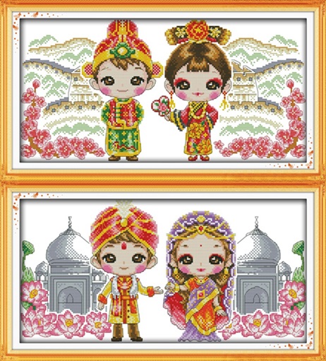 Chinese & Indian baby (คู่)(ไม่พิมพ์/พิมพ์ลาย)