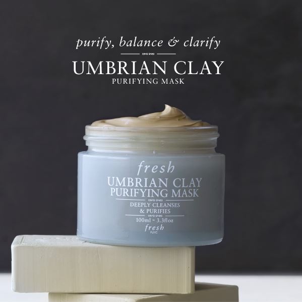 Fresh Umbrian Clay Purifying Mask 100ml. มาสก์โคลนขาวอัมเบรียนชำระล้างเพื่อผิวสะอาดบริสุทธิ์ เพื่อดูดซับสิ่งสกปรกและความมัน หรือใช้เป็นคลีนเซอร์เพื่อการชำระล้างอย่างล้ำลึก สามารถลดขนาดรูขุมขนและลดความมันส่วนเกินบนผิวหน้า โดยไม่ทำให้ผิวหน้าแห้ง