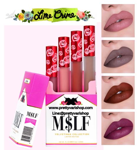 *พร้อมส่ง*Lime Crime M$LF Velvetines Set Limited Edition เซ็ทลิปลิควิคแมทรุ่นลิมิเต็ดใหม่ล่าสุด 4 แท่งไซส์ปกติ มาในแพคเกจซองบุหรี่สุดแนว ในเฉดสีใหม่ครอบคลุมสีทุกสไตล์ เนื้อสีแมท ไม่ตกร่องหรือเป็นคราบ กลบสีปากได้มิด ให้สีชัด ติดทนนานเหมือนเดิมจ้า