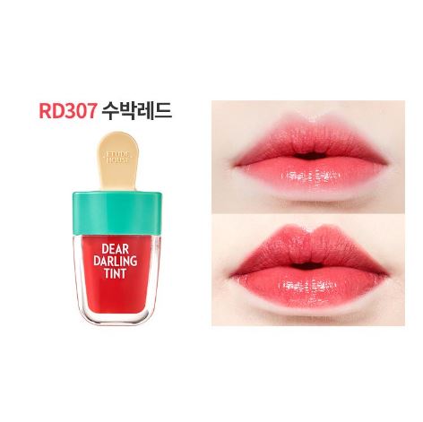 **พร้อมส่ง**Etude House Dear Darling Water Gel Tint 4.5g #RD307 Watermelon Red ลิปไอติมที่จะมาละลายริมฝีปากสาวๆให้หวานฉ่ำเหมือนไอศกรีม เป็นเนื้อเจลเกลี่ยง่ายสีสวยและติดทน