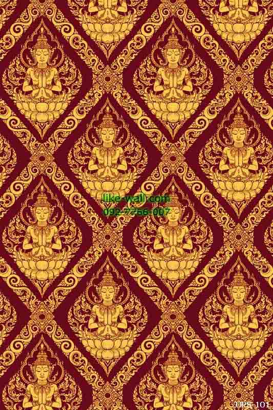 วอลเปเปอร์ลายไทยเทพพนม สีแดง