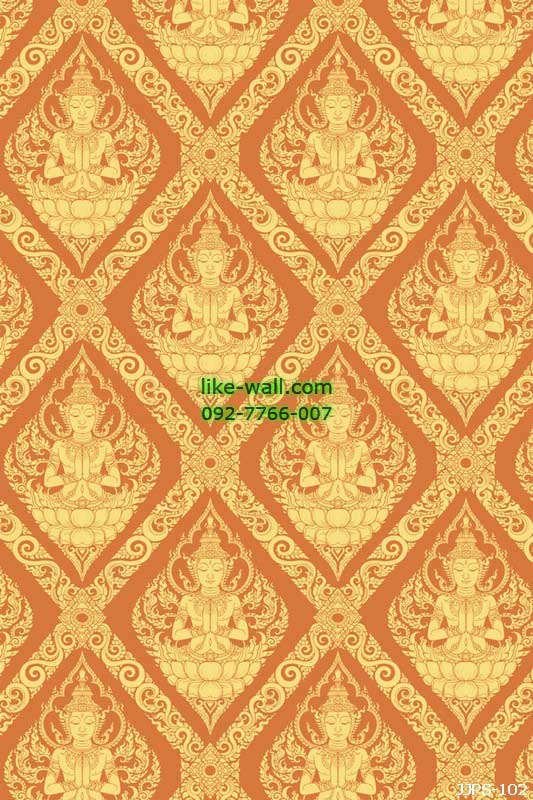 วอลเปเปอร์ลายไทยเทพพนม สีเหลือง