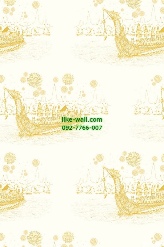 วอลเปเปอร์ลายเรือสุพรรณหงส์ สีขาว