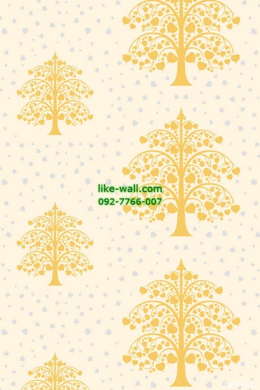 วอลเปเปอร์ลายต้นโพธิ์เงิน โพธิ์ทอง สีขาว