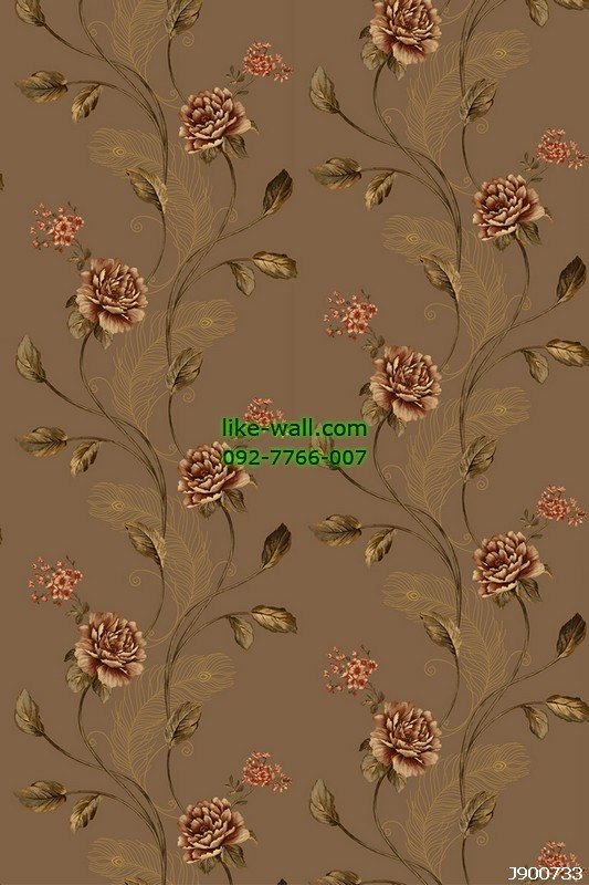 วอลเปเปอร์ลายดอกไม้ สีน้ำตาล