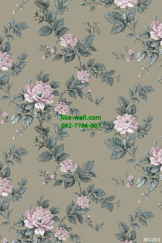 วอลเปเปอร์ลายดอกไม้ สีเทา