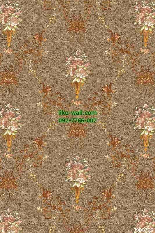 วอลเปเปอร์ลายช่อดอกไม้ สีน้ำตาล