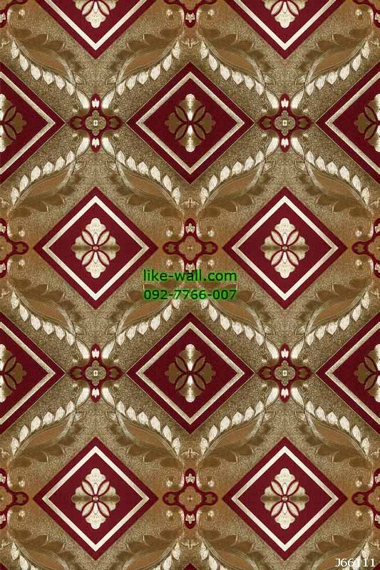 วอลเปเปอร์ลายหลุยส์ สีเหลืองทอง-แดง