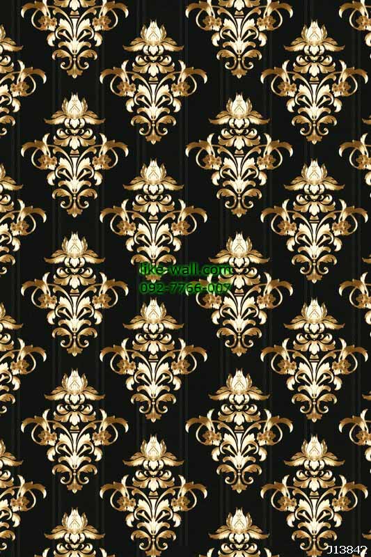 วอลเปเปอร์ลายหลุยส์ สีเขียวเข้ม