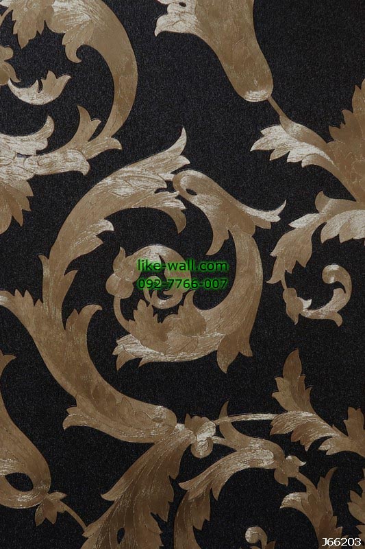 วอลเปเปอร์ลายใบไม้ขด สีน้ำตาลเข้ม