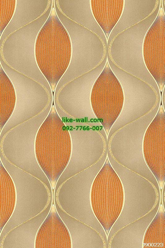 วอลเปเปอร์ลายเส้นดัด สีเหลืองทอง