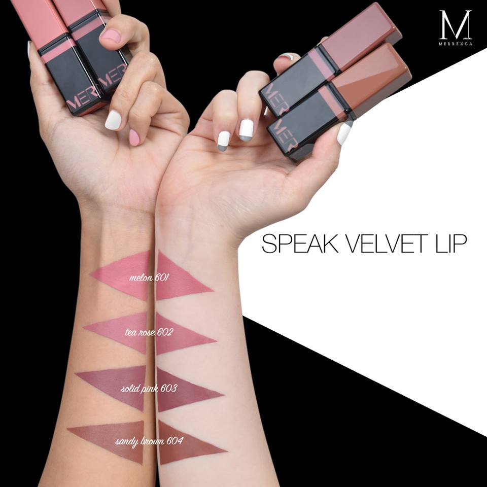 **พร้อมส่ง**Merrezca Speak Velvet Lip ลิปเนื้อเป็นครีมทาชั้นเดียวบางๆก็เปลี่ยนสีปากของคุณให้เรียบเนียนสนิท คอลเลกชั่นนี้เป็นลิปสติกเนื้อครีมฉ่ำๆ เนื้อชุ่มชื้นไม่เป็นขุย สีสวยเด่นชัดติดทน สามารถใช้ได้ทุกโอกาส หลากเฉดสี หลายอารมณ์ให้คุณเลือกเติมแต่ง ลิปเนื้