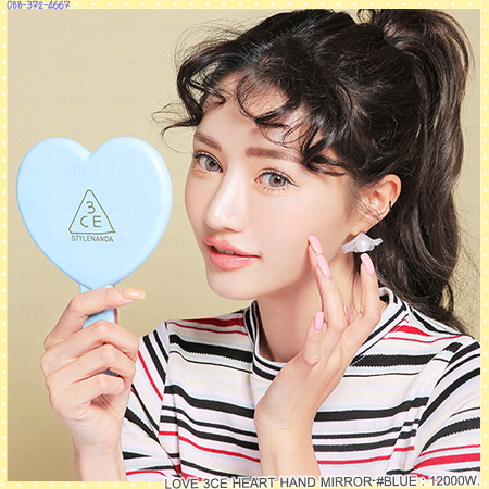 ( BLUE )LOVE 3CE HEART HAND MIRROR