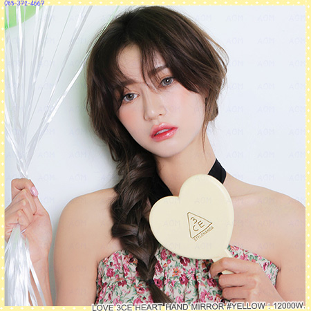 ( YELLOW )LOVE 3CE HEART HAND MIRROR