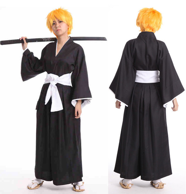 ++พร้อมส่ง++ชุดกิโมโนสีดำ ชุดBleach ชุดบลีช Bleach เทพมรณะ ชุดอิจิโกะ ชุดยมฑูตจากเรื่องบลีซ ชุดซามูไรญี่ปุ่น ยูกาตะ คุโรซากิ อิจิโกะ