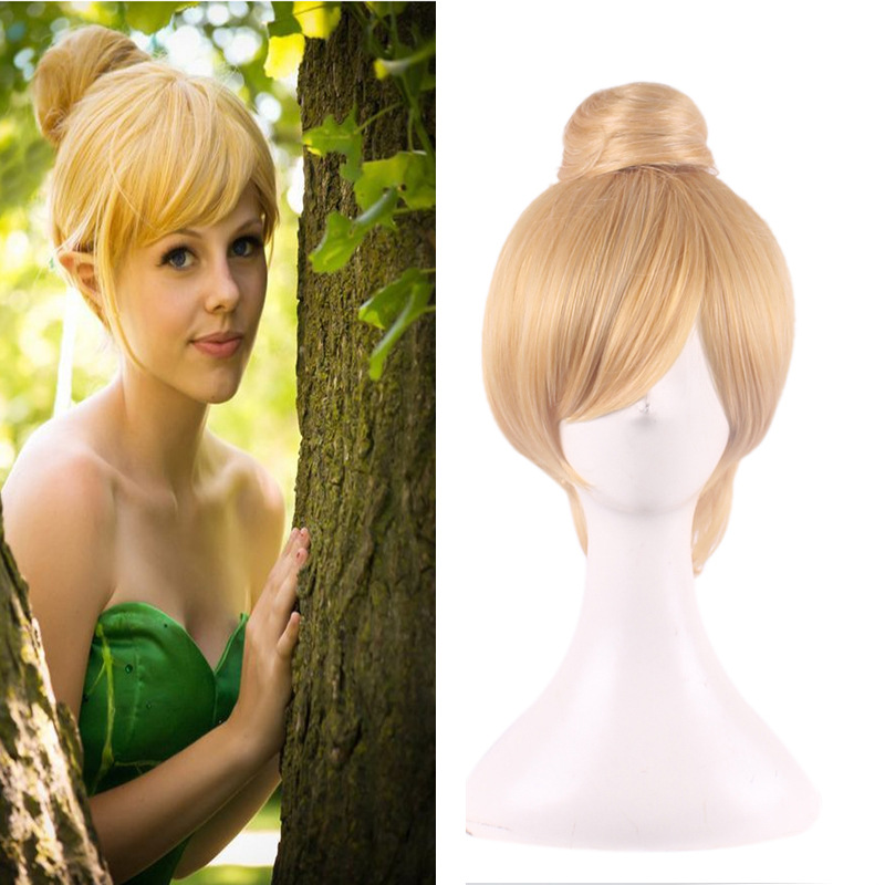  วิกทิงเกอร์เบล วิกจิงเกอเบล วิกนางฟ้า วิกtinkerbell วิกผมสีบลอนด์ส้มมีหัวจุก Cosplay wig วิกผมแฟนซี