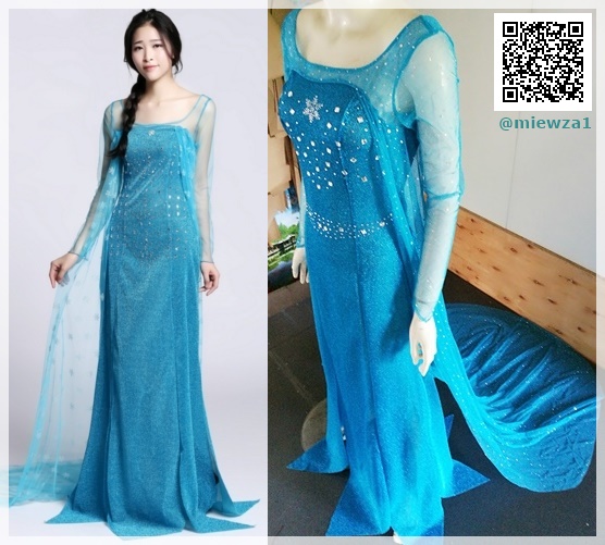 ++พร้อมส่ง++ชุดเอลซ่ากระโปรงผ่าข้างจากการ์ตูน Frozen  Queen Elsa Frozen 