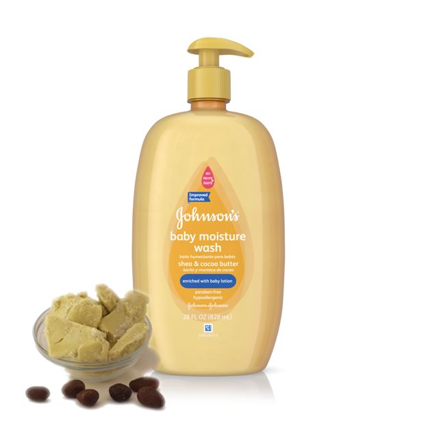 Johnson's Baby Shea & Cocoa Butter Moisture Wash For Dry Skin 828ml. (28 Fl OZ.) ครีมอาบน้ำเด็กสูตรเชียร์และโกโก้บัตเตอร์ สำหรับผิวแห้งบอบบาง และแพ้ง่าย ทำความสะอาดผิว พร้อมทั้งบำรุงเหมือนทาโลชั่นในขั้นตอนเดียว ช่วยฟื้นฟูผิวให้ชุ่มชื้