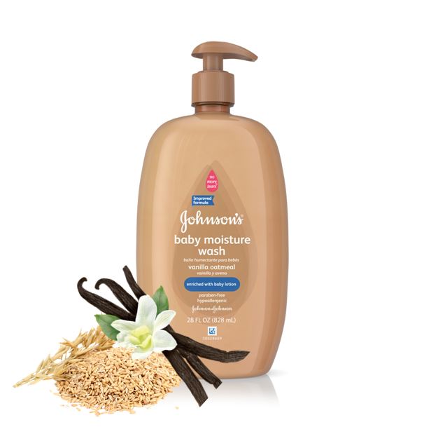 Johnson's Baby Vanilla Oatmeal Moisture Wash 828ml. (28 Fl OZ.) ครีมอาบน้ำเด็กสูตรข้าวโอ๊ตและวานิลลา ช่วยทำความสะอาดผิวได้อย่างหมดจด พร้อมทั้งบำรุงเหมือนทาโลชั่นในขั้นตอนเดียว ช่วยฟื้นฟูผิว ปกป้องเซลล์ผิวที่ถูกทำลาย ผิวแห้ง ผิวแตก และรอยแ